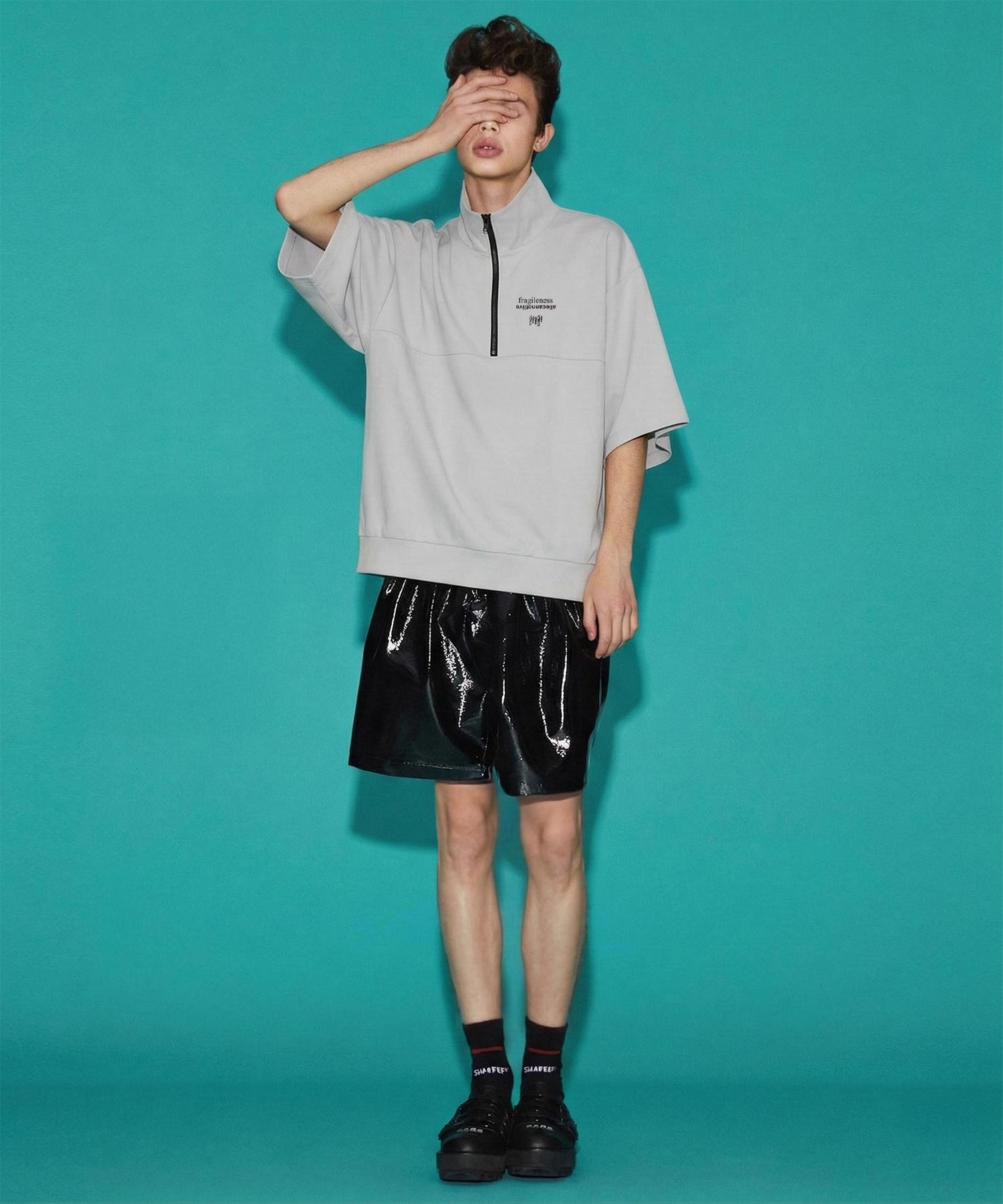 GEORGETTE JQ HALF-ZIP S/S