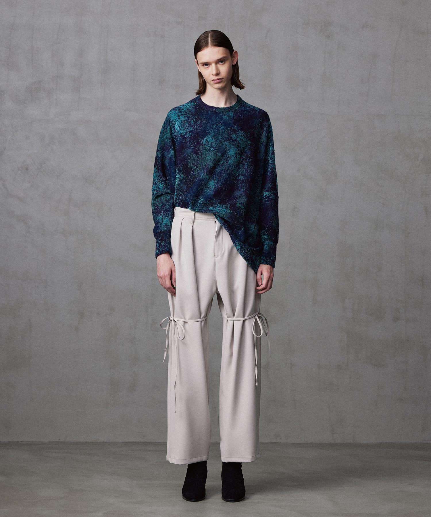 シャリーフ SHAREEF PILE JQ DOLMAN L/S PO パイルJQドルマンロングスリーブPO ニット 長袖 クルーネック ストレッチ ウール 1 紺 青 SHAREEF ONLINE SHOP / PILE JQ DOLMAN L/S PO