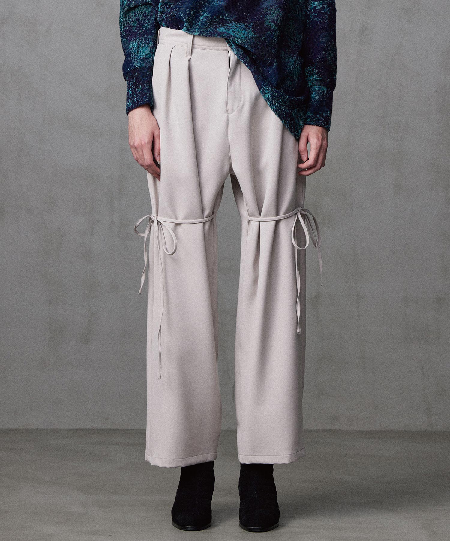 低価在庫あShareef bicolor paint patterned slacks パンツ