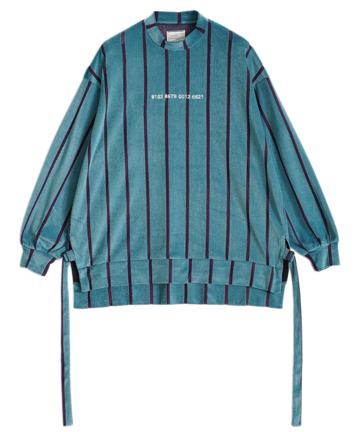 SHAREEF ONLINE SHOP / STRIPE VELOR MOCK NECK PO