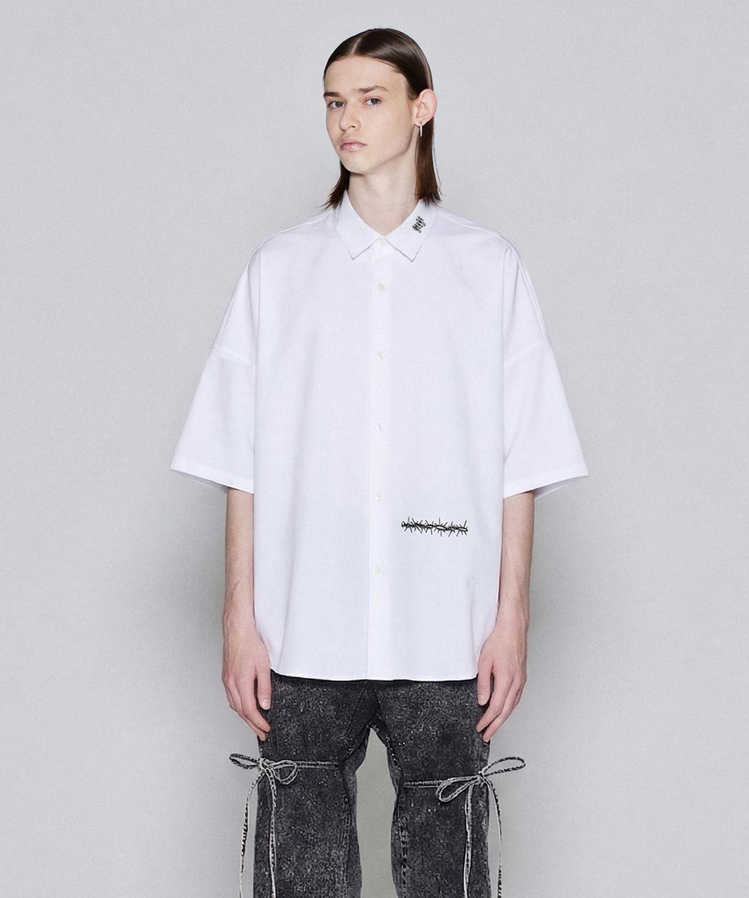 "CANDLE" emb. S/S BIG SHIRTS