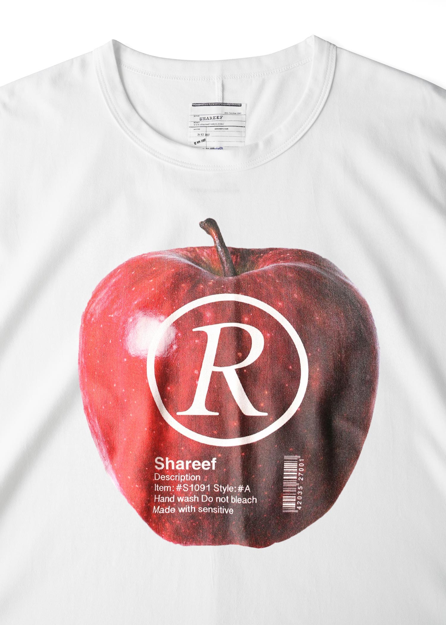 SHAREEF シャリーフ　オーバーサイズ　Tシャツ　APPLE りんご SHAREEF ONLINE SHOP / ”APPLE R” S/S BIG-T