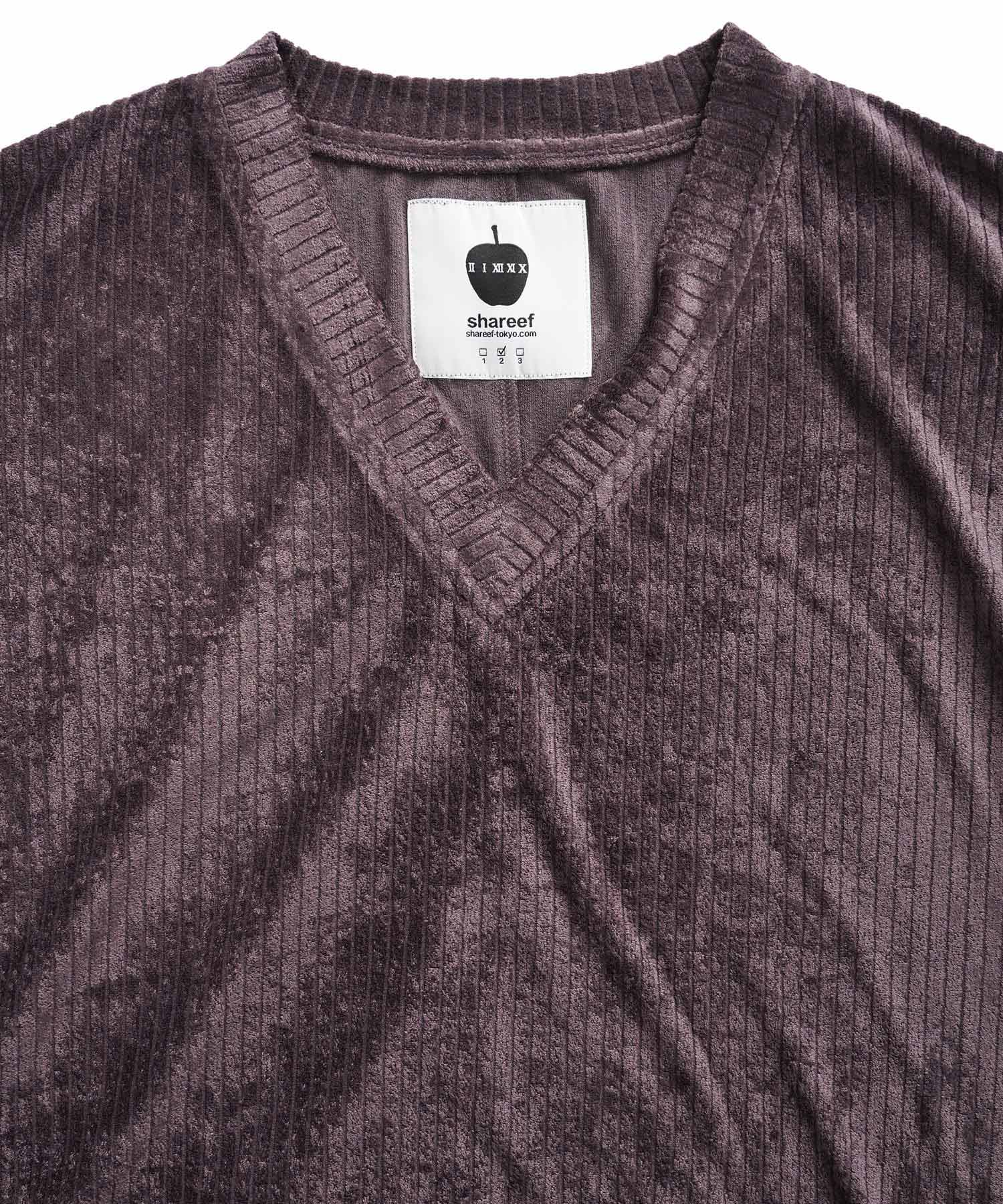 SHAREEF ONLINE SHOP / STRIPE VELOR V-NECK L/S