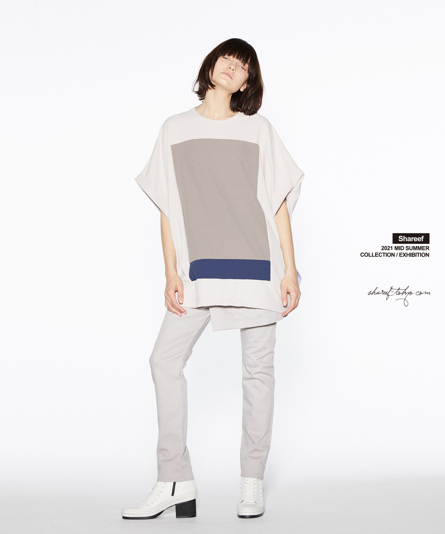 SHAREEF ONLINE SHOP / GEORGETTE JQ SQUARE DOLMAN S/S T