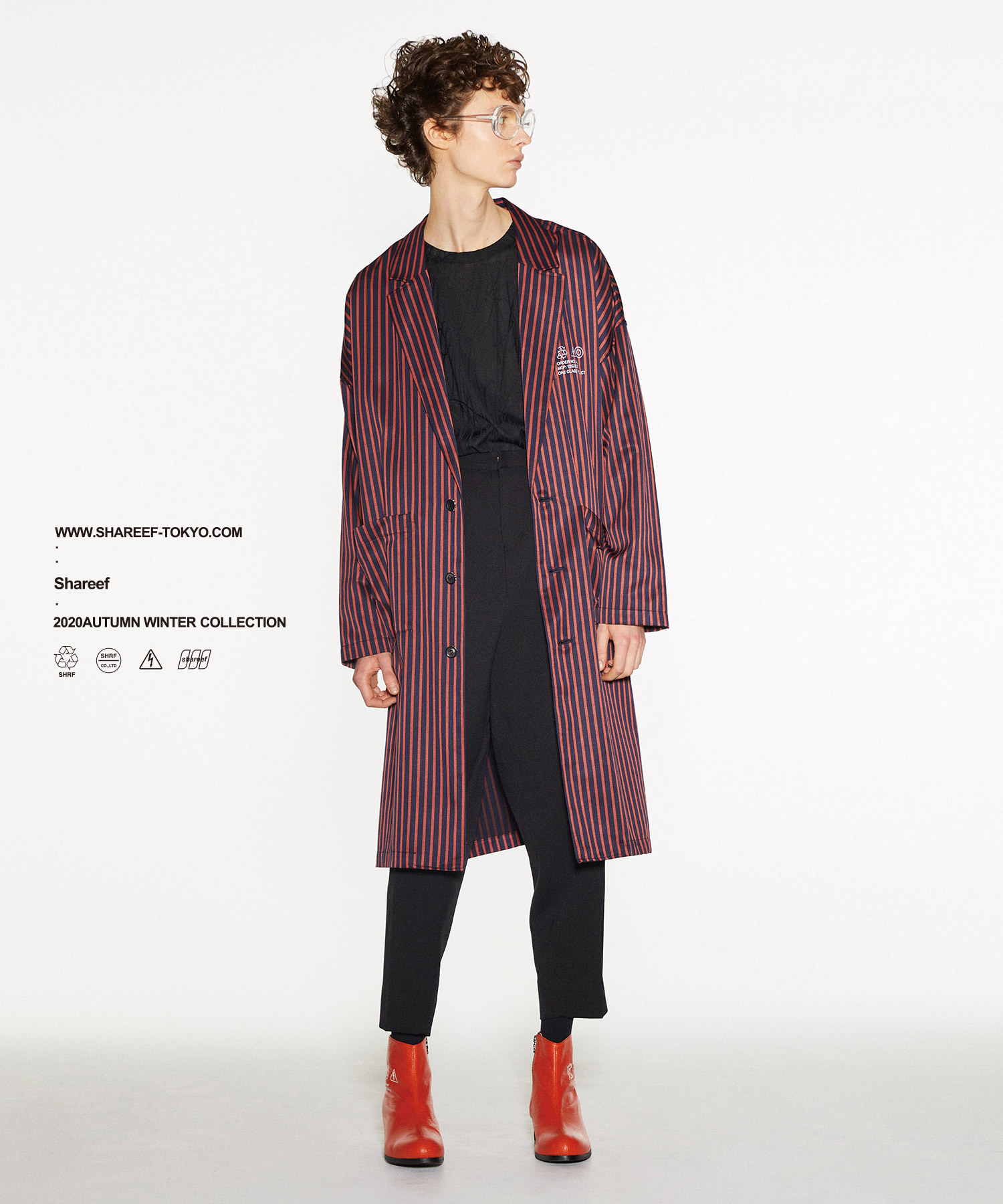 SHAREEF ONLINE SHOP / BLOCK STRIPE LABORATORY COAT