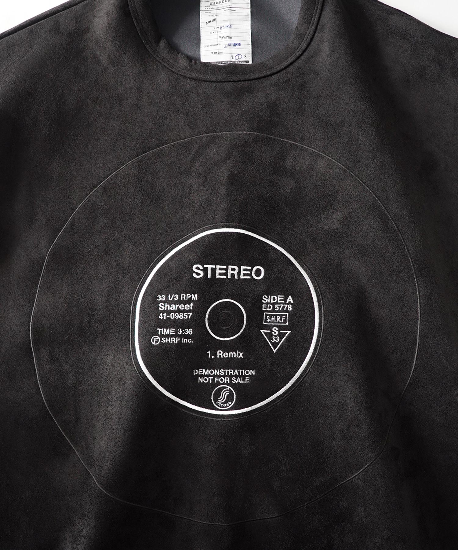 "RECORD" MICRO SUEDE SWEAT