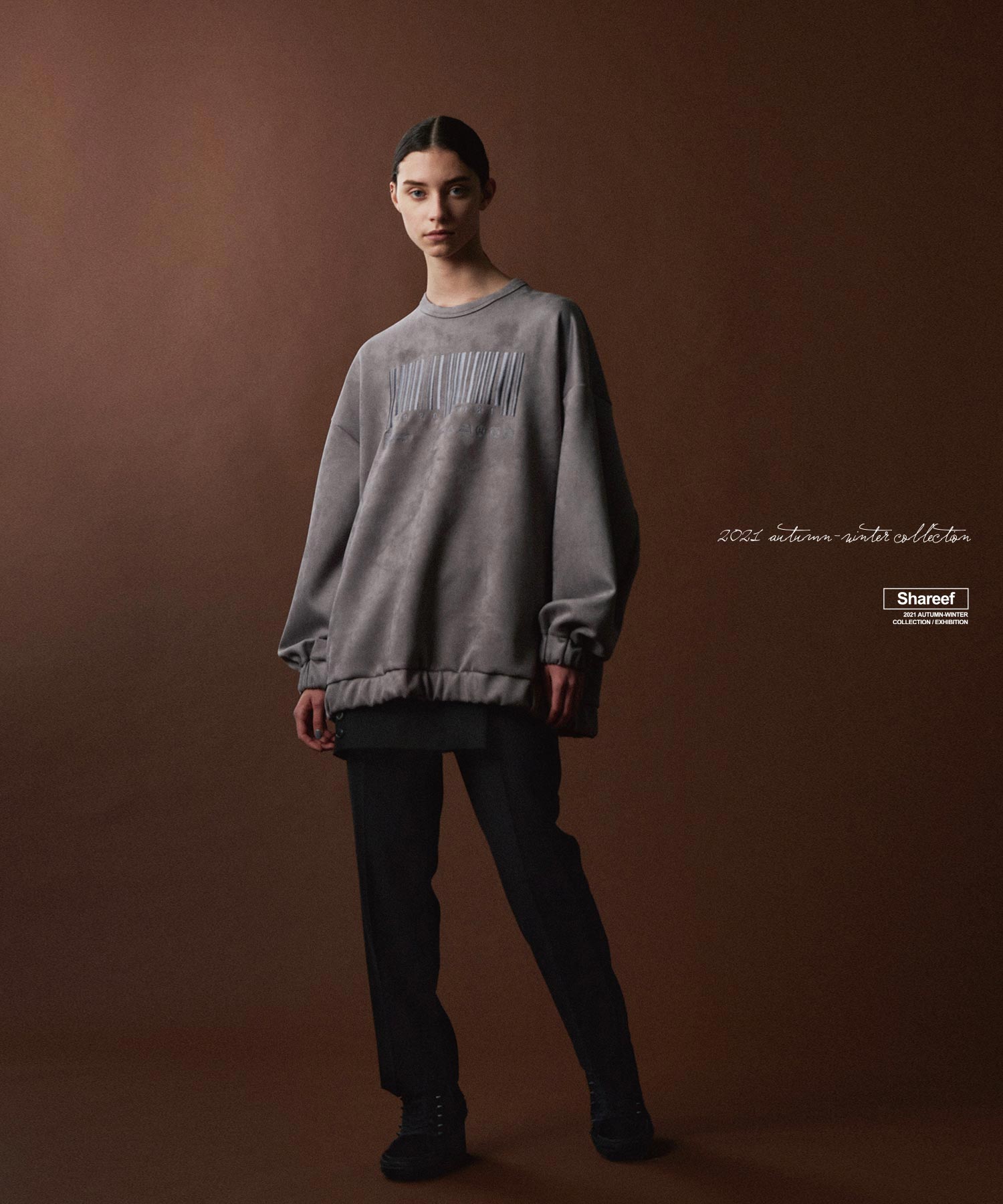 "BARCODE" MICRO SUEDE SWEAT