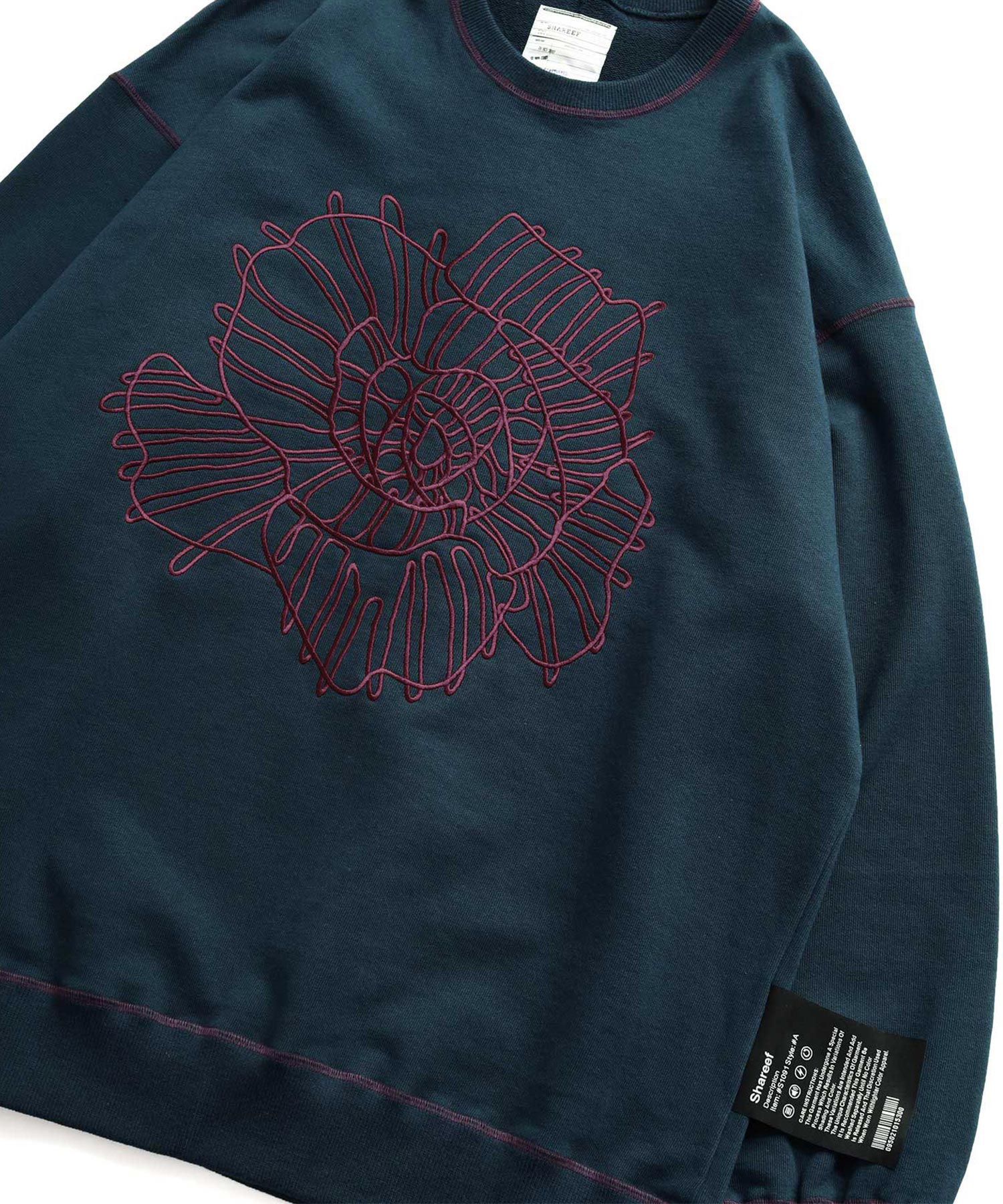 "ABSTRACT FLOWER"emb. BIG SWEAT