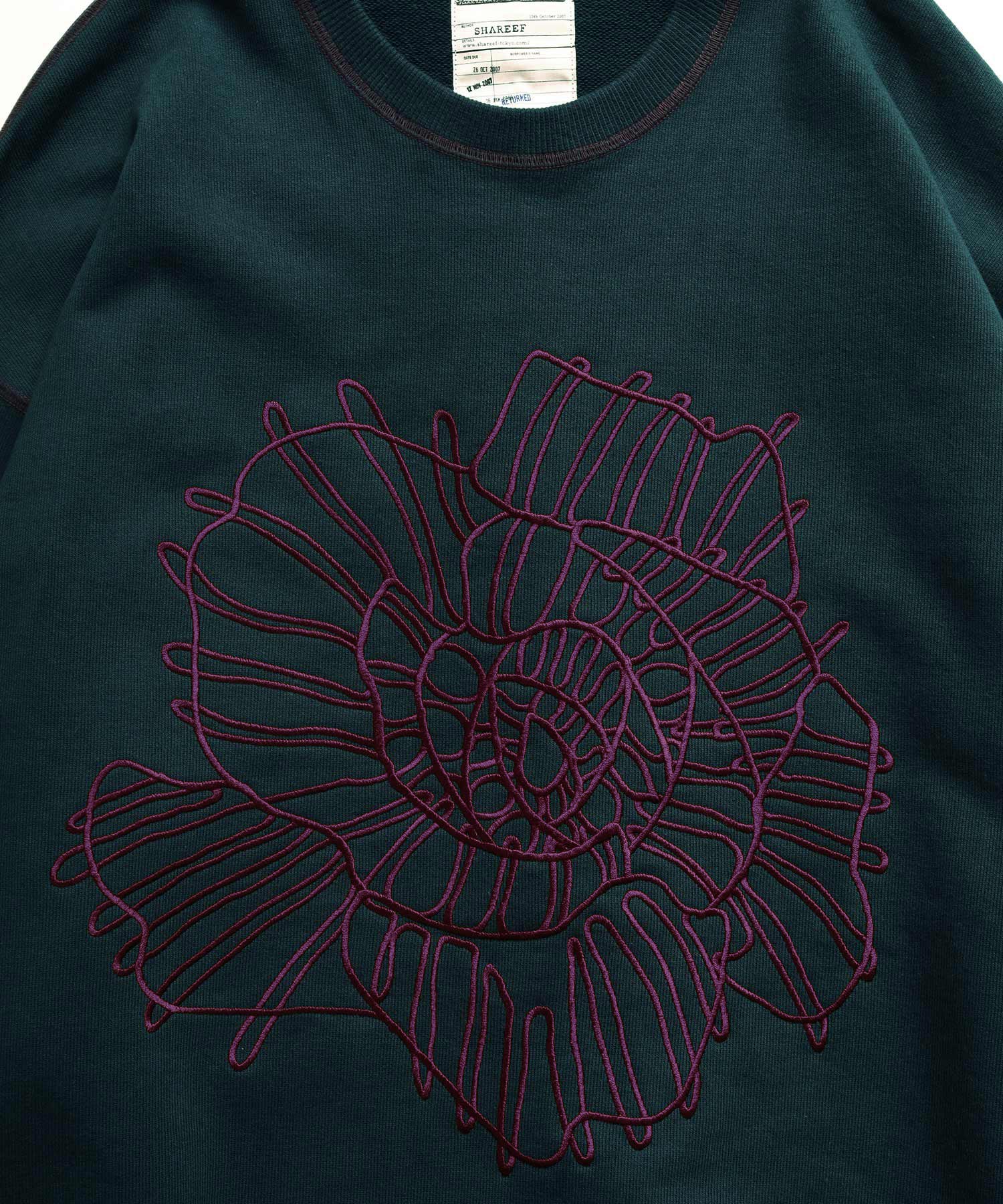 "ABSTRACT FLOWER"emb. BIG SWEAT