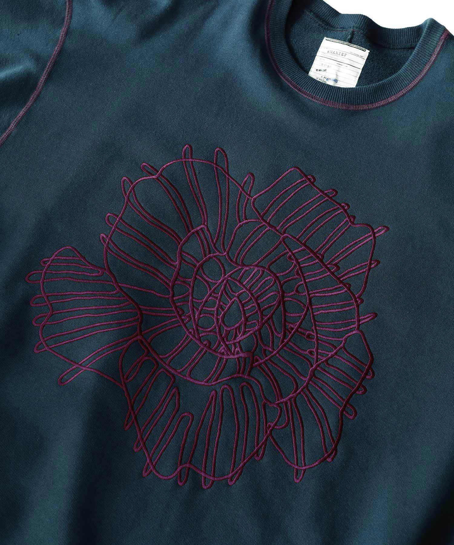 "ABSTRACT FLOWER"emb. BIG SWEAT