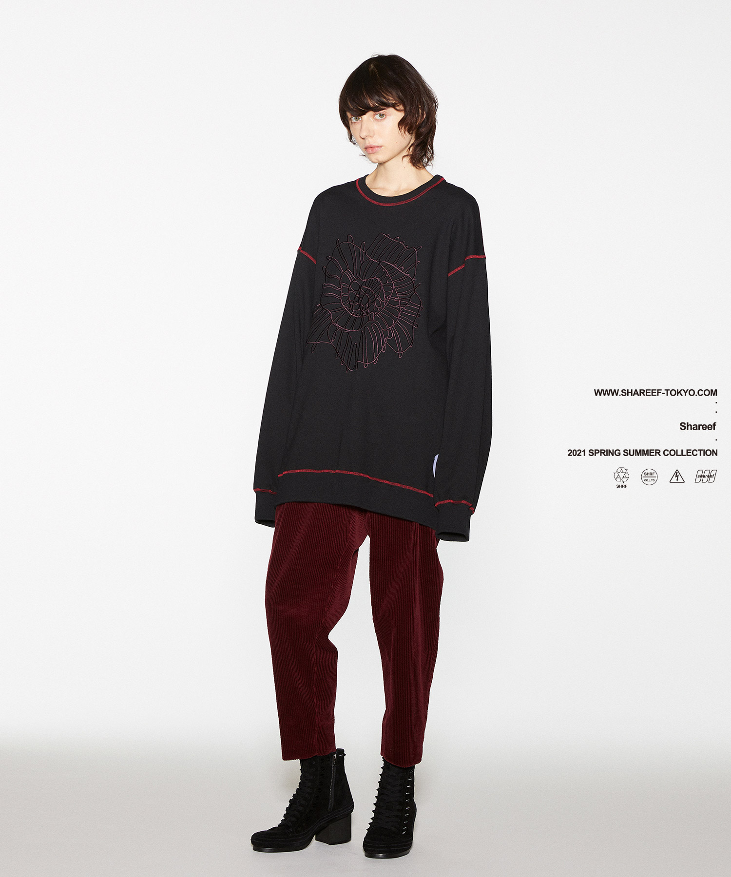 "ABSTRACT FLOWER"emb. BIG SWEAT