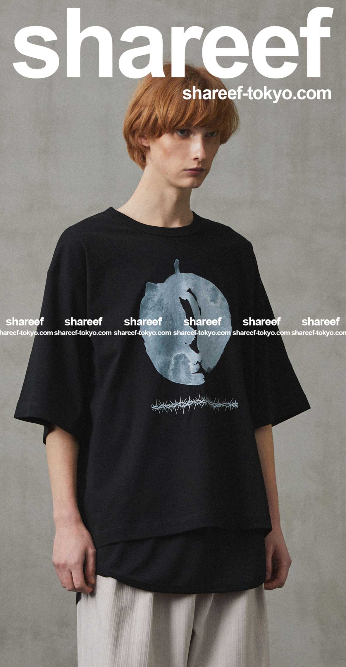 定番大特価shareef　Tシャツ　ロンT メッシュt ブラック Tシャツ/カットソー(七分/長袖)